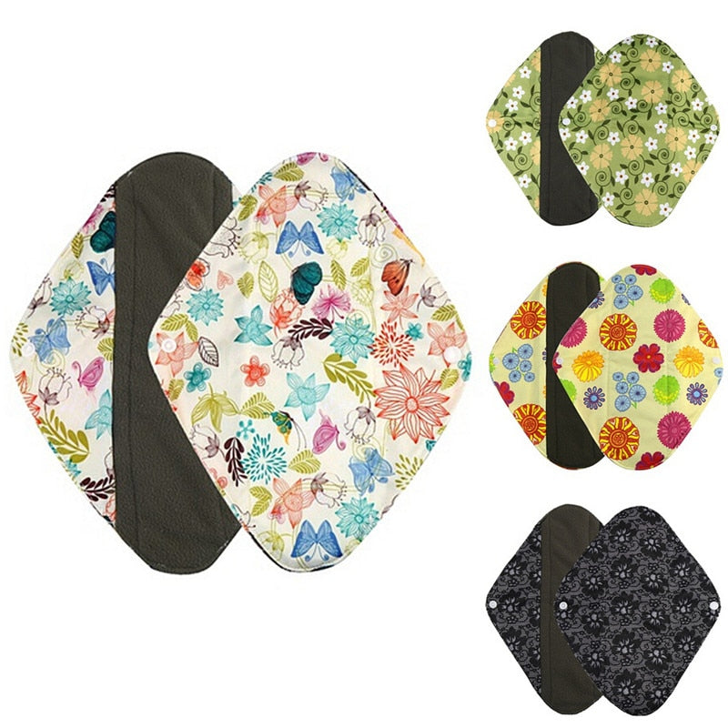 Flower Printed Washable Menstrual Pads Reusable Bamboo Sanitary Napkins